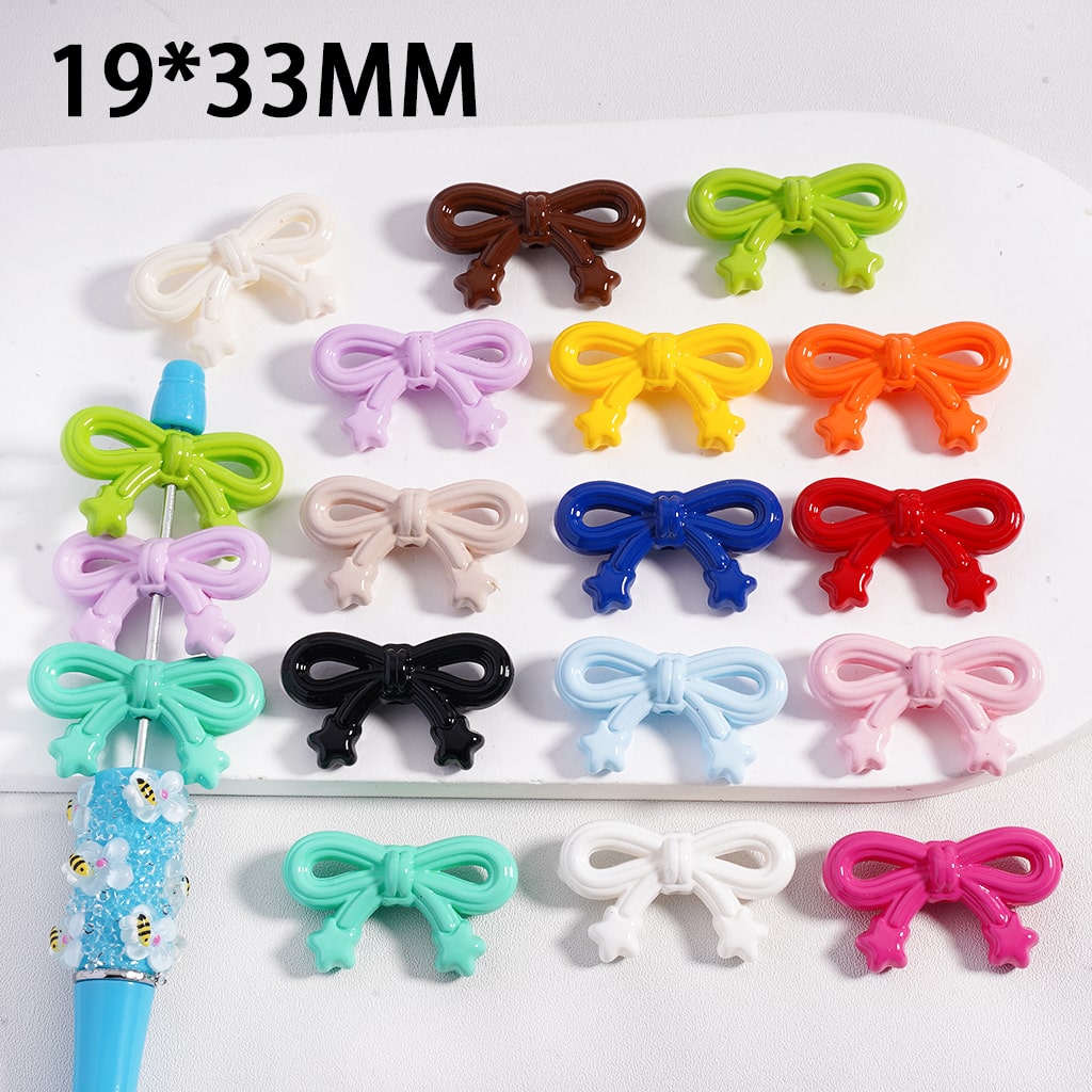 Cute Bowknot & Mini Star Solid Color Acrylic Beads 19*33MM (Single Color is available for 200pcs(Whole Bag)Only)