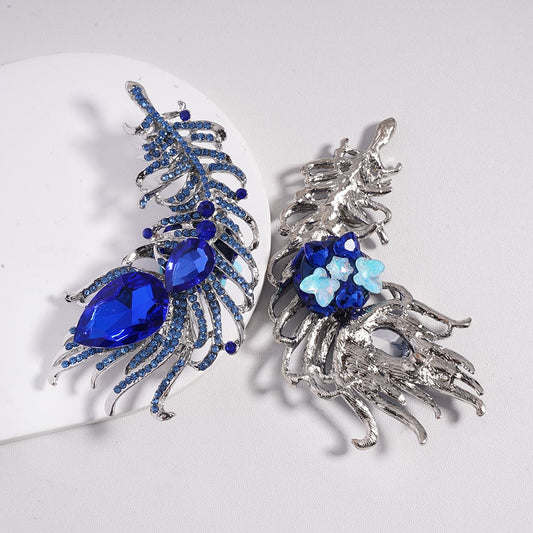 Silver Alloy with Butterfly, Heart & Snowflake Accents Royal Blue Water Drop Feather & Charm Clay Beads