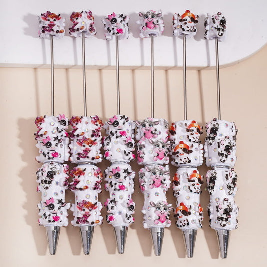 Dairy & Highland Cattle Designs and AB Rhinestones in Various Style Beadable Clay Pens