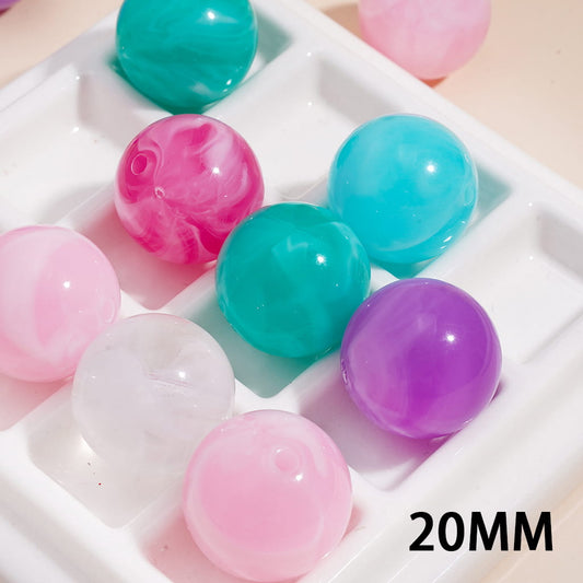 Abstract White Ink Gradual Blending Texture Round Acrylic Beads for Bracelets 20MM Random Mix