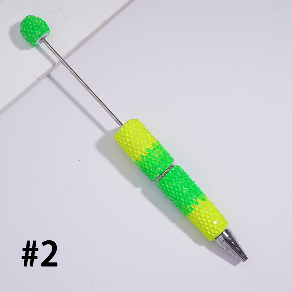 Beadable Clay Pens with Three-Layer Colored Rhinestones Covered the Entire Pens, Fluorescence