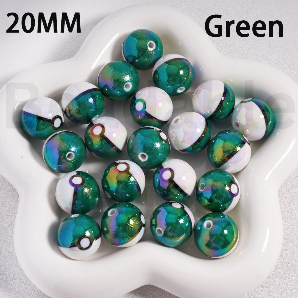 UV Coated Cute Ball Small Monster Japanese Anime Solid Color Shiny Round Acrylic Beads 20mm