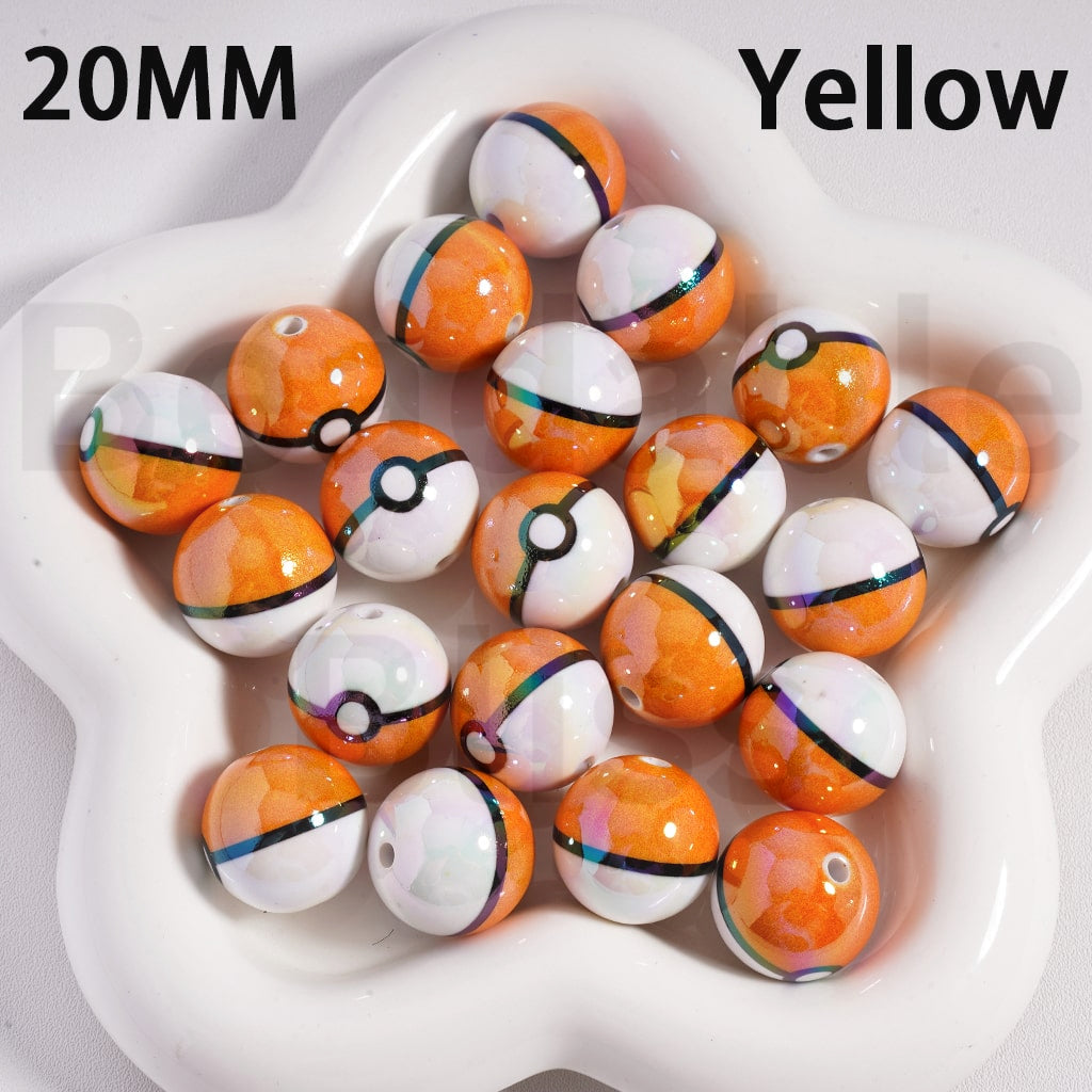 UV Coated Cute Ball Small Monster Japanese Anime Solid Color Shiny Round Acrylic Beads 20mm