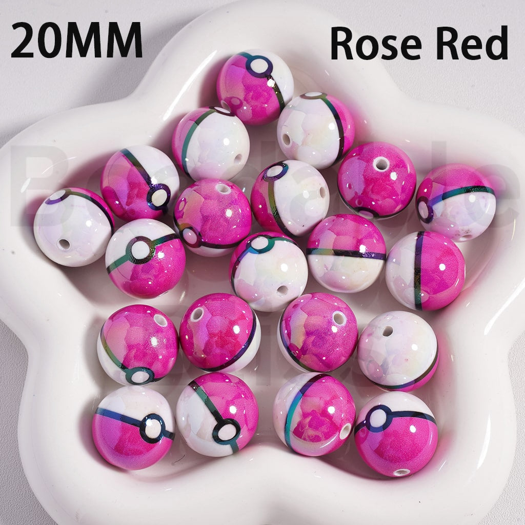 UV Coated Cute Ball Small Monster Japanese Anime Solid Color Shiny Round Acrylic Beads 20mm