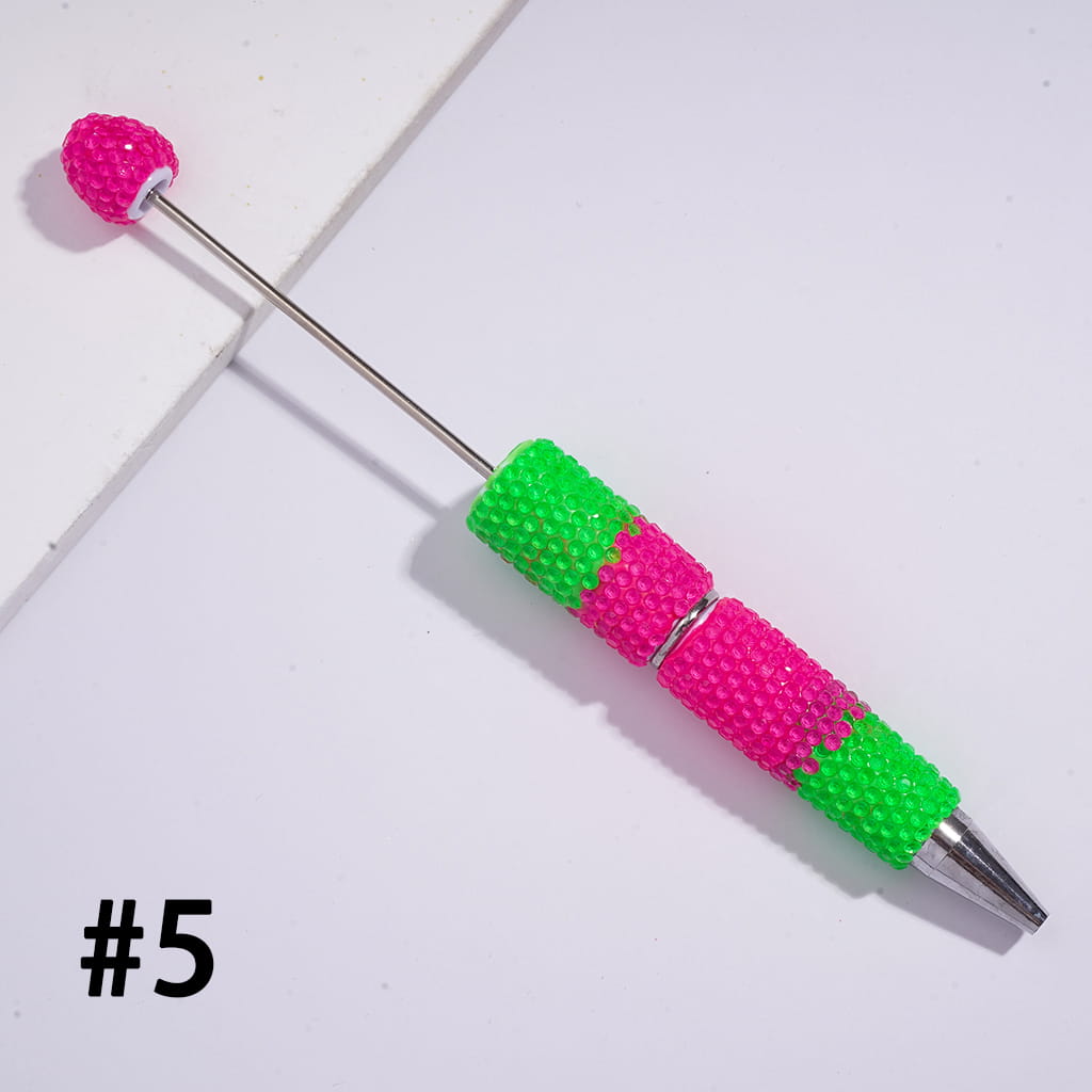 Beadable Clay Pens with Three-Layer Colored Rhinestones Covered the Entire Pens, Fluorescence