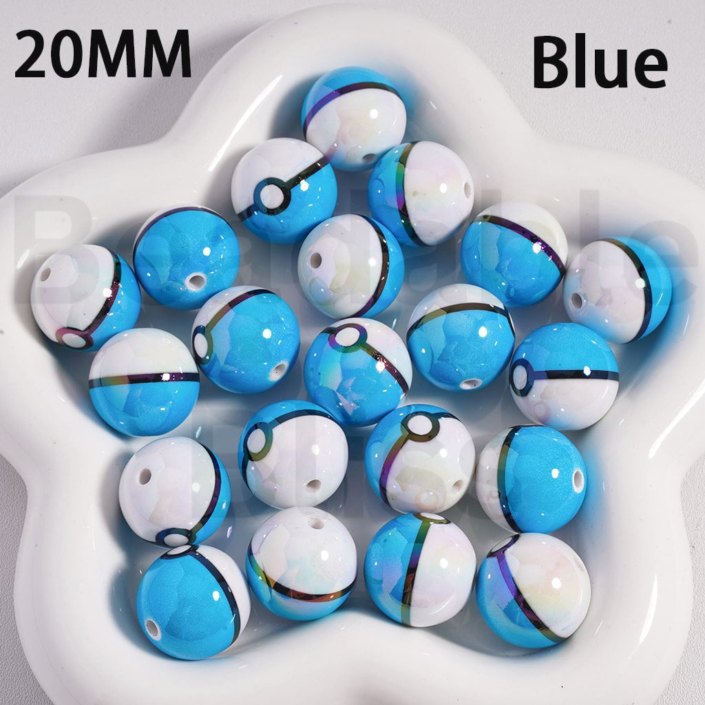 UV Coated Cute Ball Small Monster Japanese Anime Solid Color Shiny Round Acrylic Beads 20mm