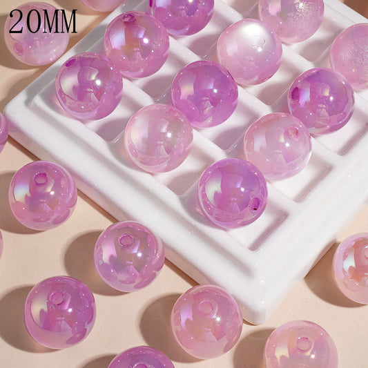 UV Coated Transparent Pink & Purple Color Round Acrylic Beads for Bracelet, 20MM