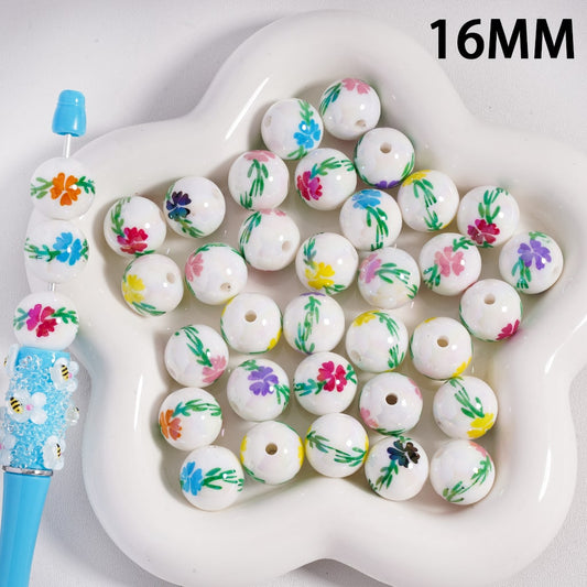 Mini Daisy Flower in White & Clear Transparent Color, Petal Shape Acrylic Beads 16MM