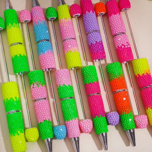Three-Layer Colored Rhinestones, Fully Covered Fluorescent Design Beadable Clay Pens