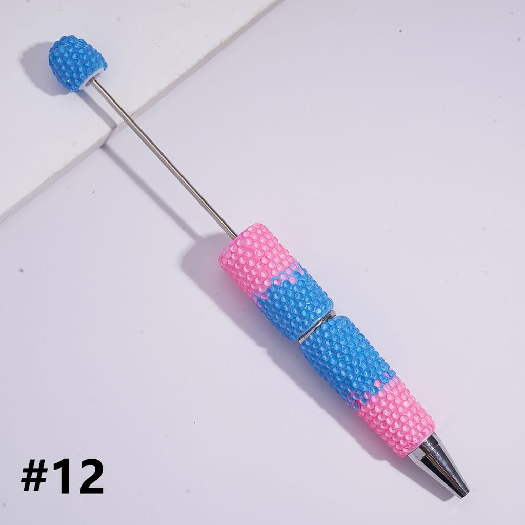 Beadable Clay Pens with Three-Layer Colored Rhinestones Covered the Entire Pens, Fluorescence