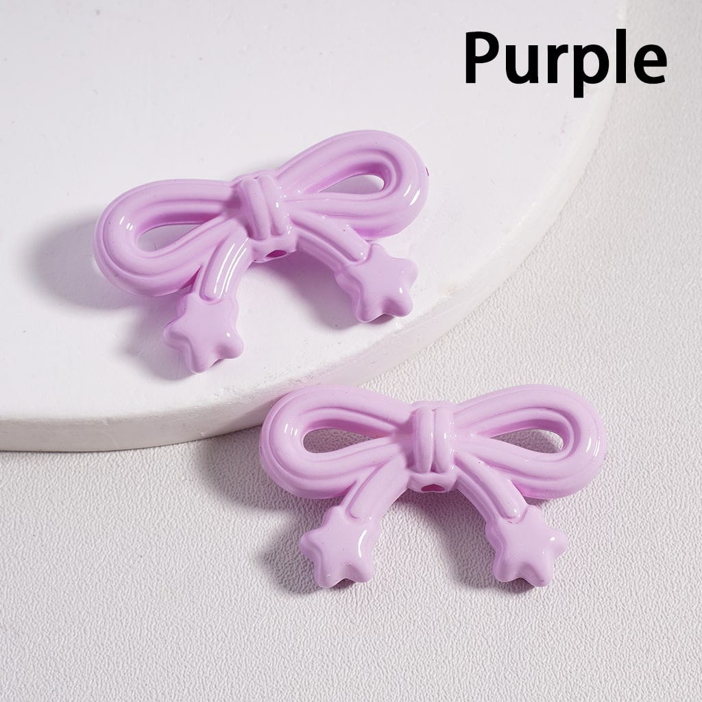Cute Bowknot & Mini Star Solid Color Acrylic Beads 19*33MM (Single Color is available for 200pcs(Whole Bag)Only)