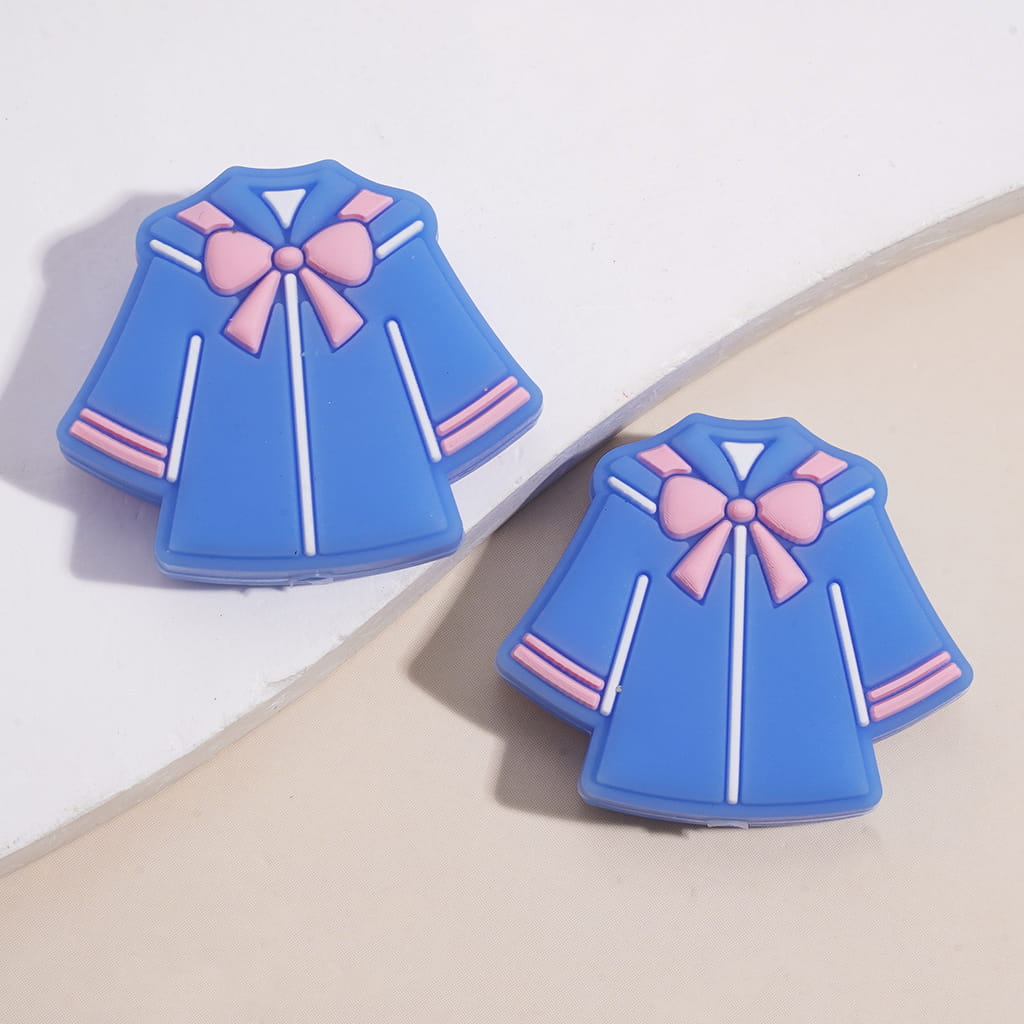 Silicone Focal Beads Graduation Cap w White Text "lass of GRAD" & Academic Dress w Pink Bowtie, Graduation Season Theme