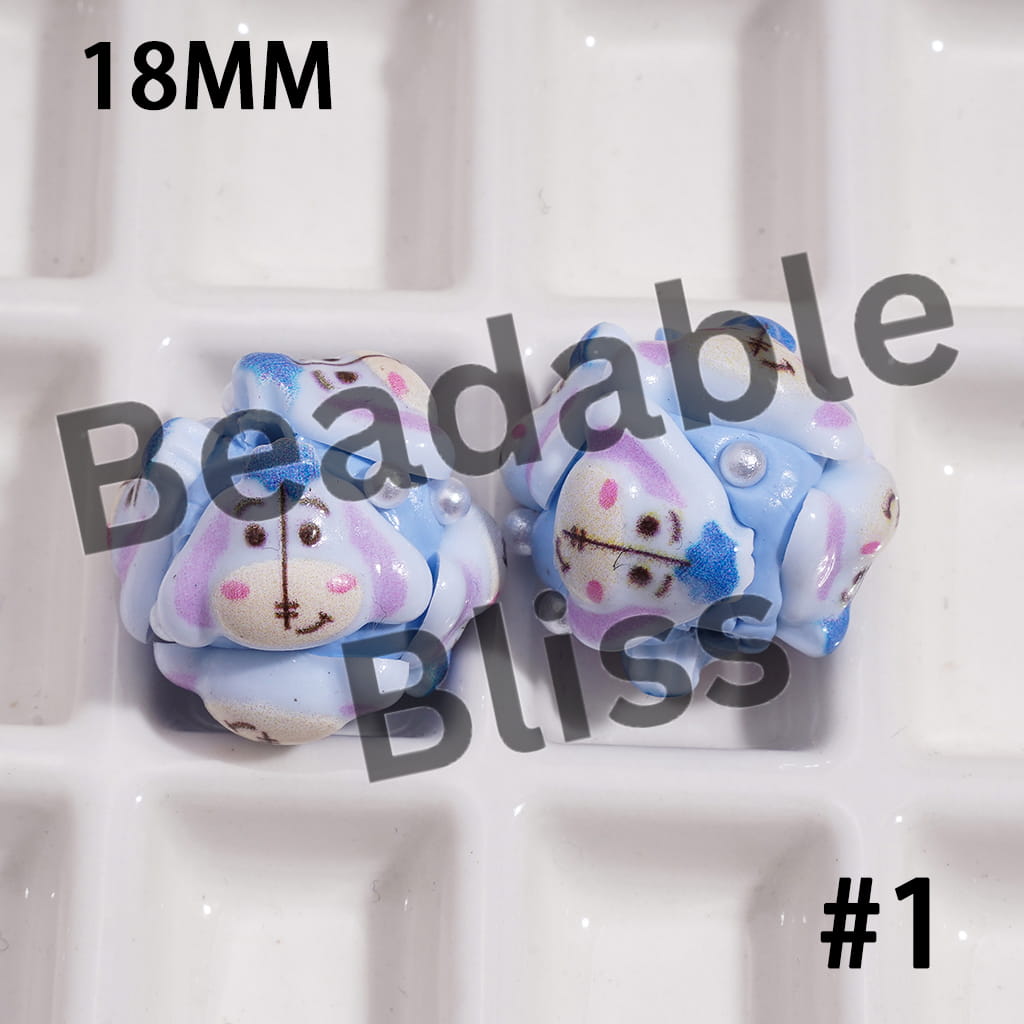 Clay Beads with Classic Animation Character Series and White Pearls, 18MM, Assorted Characters