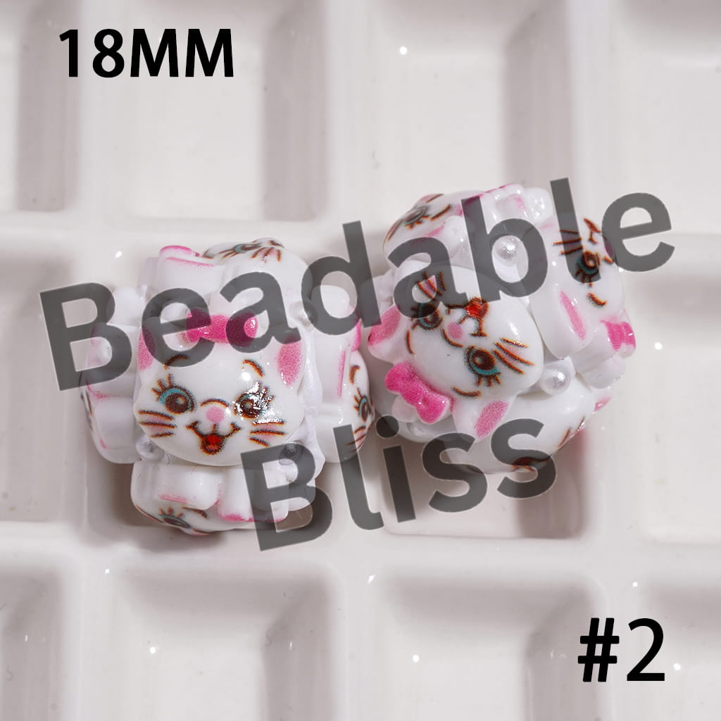 Clay Beads with Classic Animation Character Series and White Pearls, 18MM, Assorted Characters