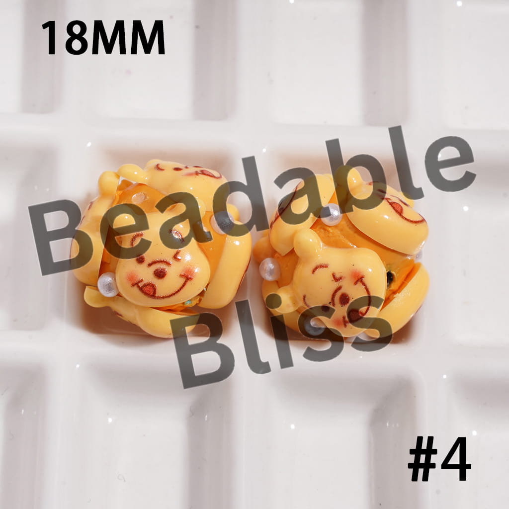 Clay Beads with Classic Animation Character Series and White Pearls, 18MM, Assorted Characters