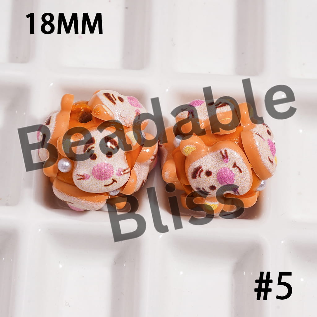 Clay Beads with Classic Animation Character Series and White Pearls, 18MM, Assorted Characters