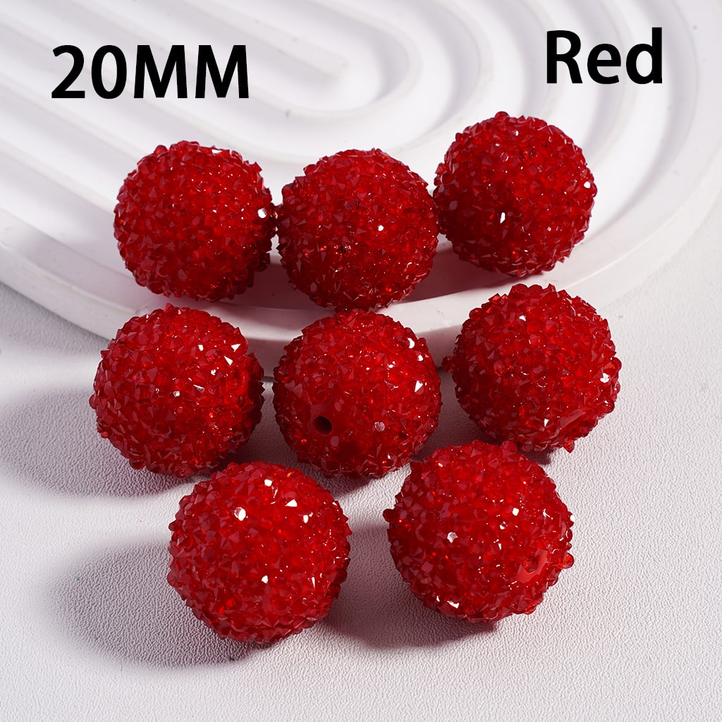 Christmas Series Red & Green Cone Shape Sugar Acrylic Beads with Rhinestones & White Pearls, 20mm Random mix