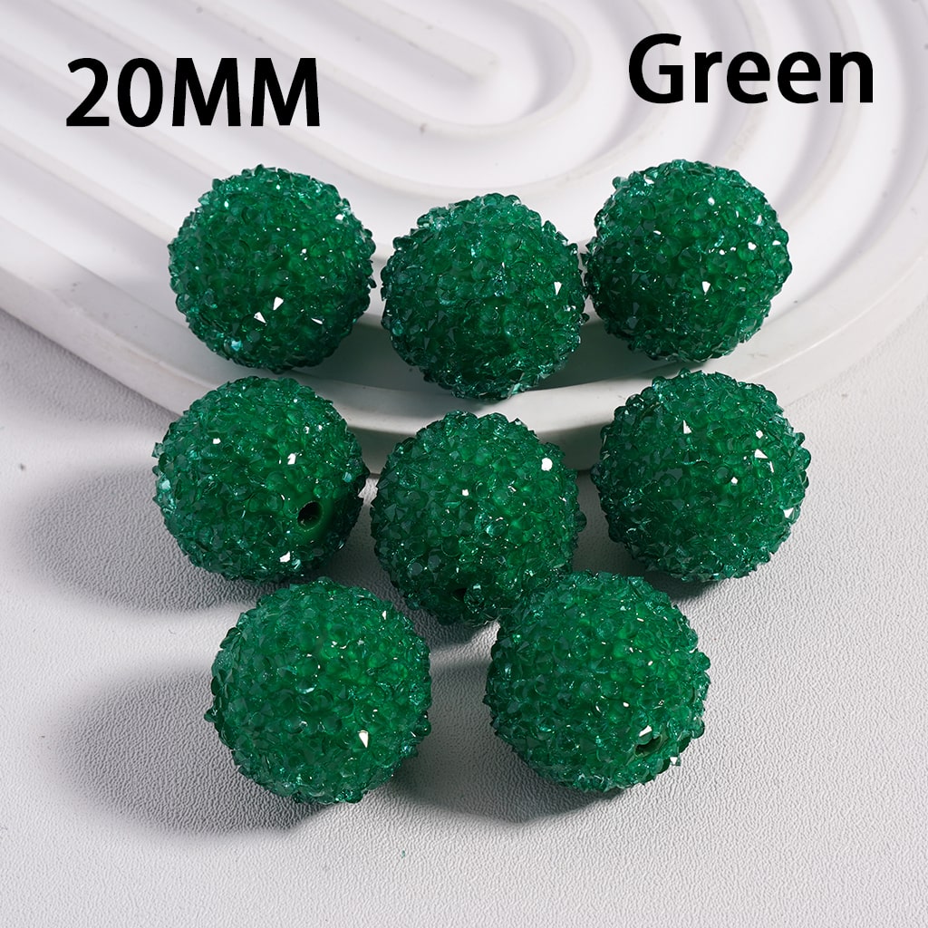 Christmas Series Red & Green Cone Shape Sugar Acrylic Beads with Rhinestones & White Pearls, 20mm Random mix