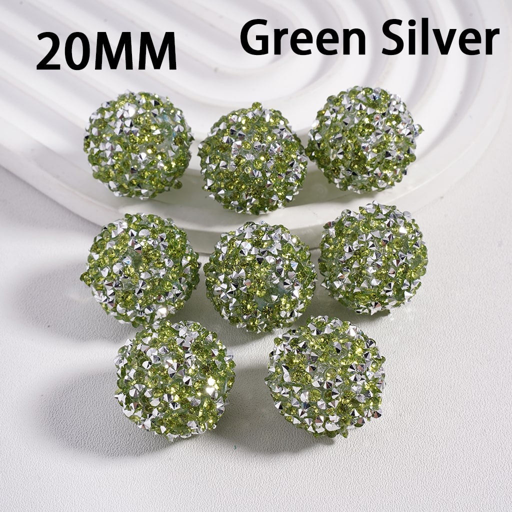 Christmas Series Red & Green Cone Shape Sugar Acrylic Beads with Rhinestones & White Pearls, 20mm Random mix
