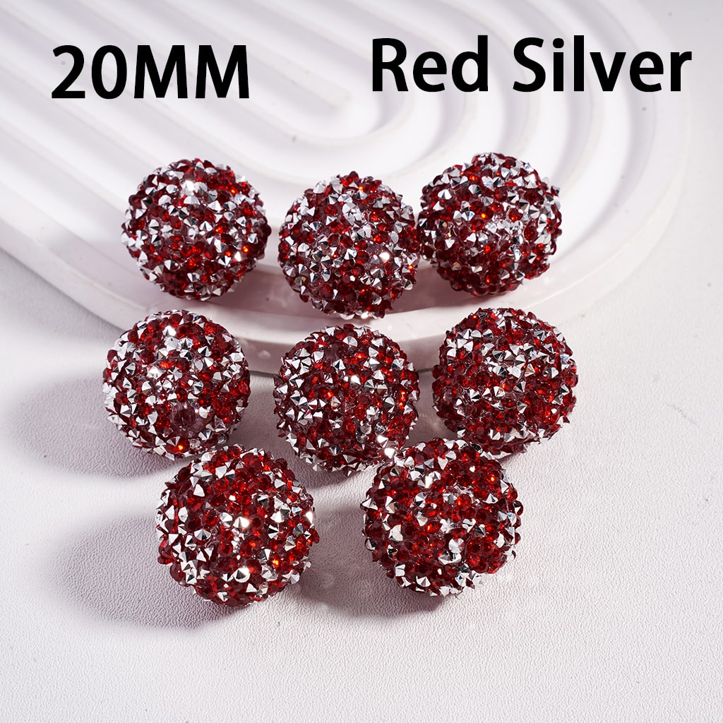 Christmas Series Red & Green Cone Shape Sugar Acrylic Beads with Rhinestones & White Pearls, 20mm Random mix
