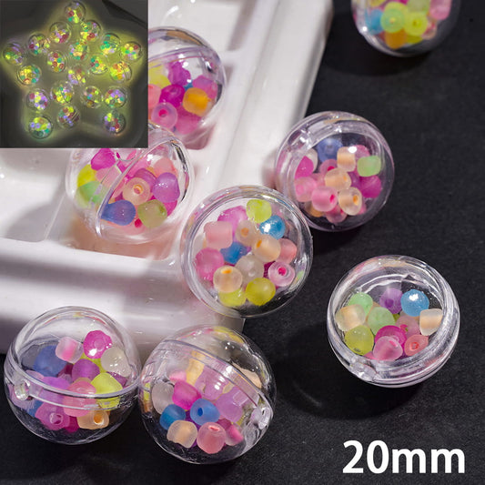 Clear Hollow with Luminous Colorful Beads Inside Handmade Round Shaker Acrylic Beads 20MM