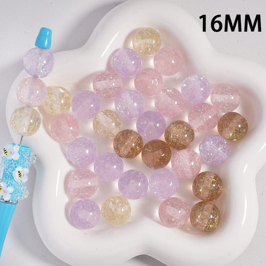 Translucent with Colorful Flakes Inside Round Acrylic Beads 16mm Random Mix
