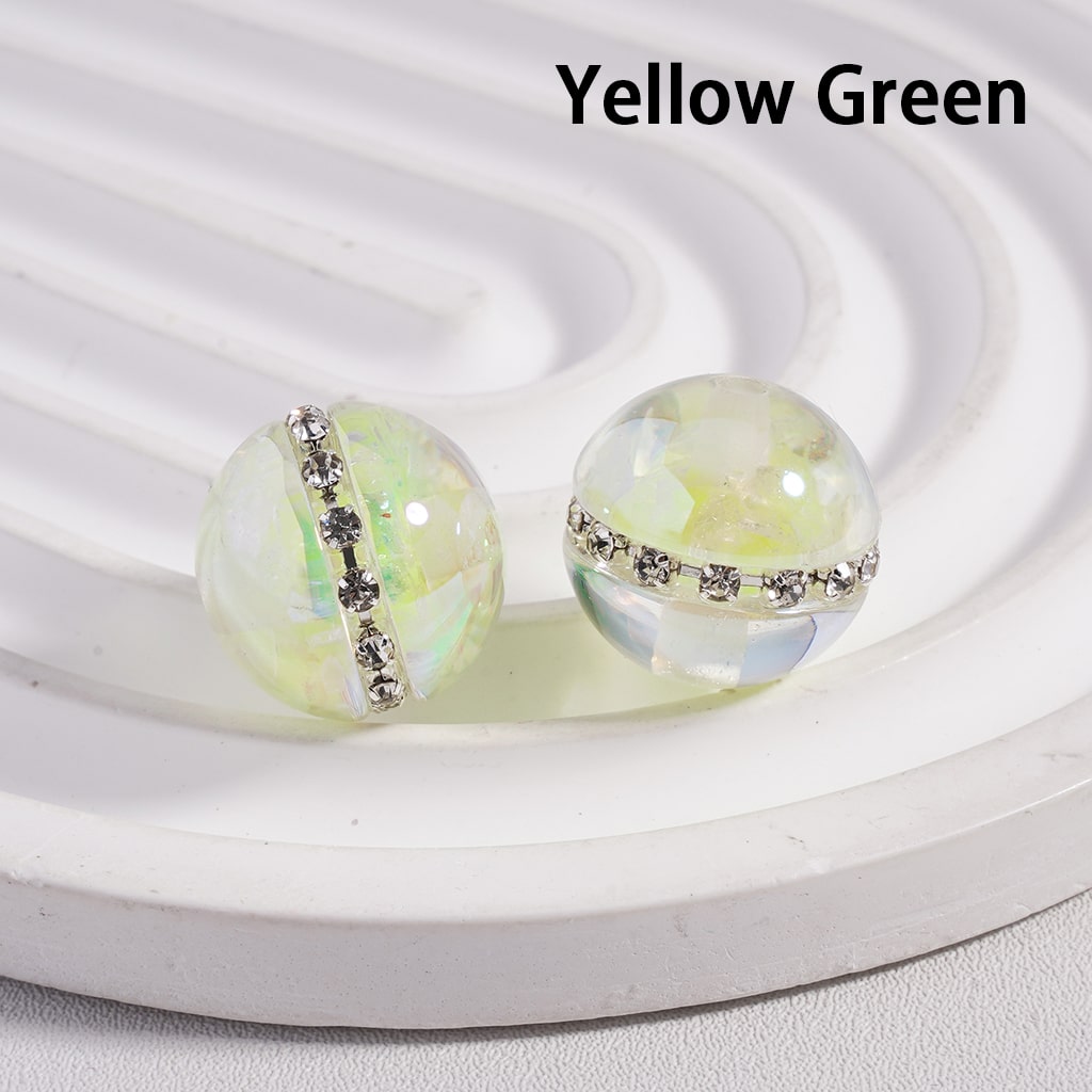 UV Coated Mini Colorful Flakes Inside, Rhinestones & Chains Clear Round Acrylic Beads, 16MM (Single Color is available for 100pcs(Whole Bag) Only)