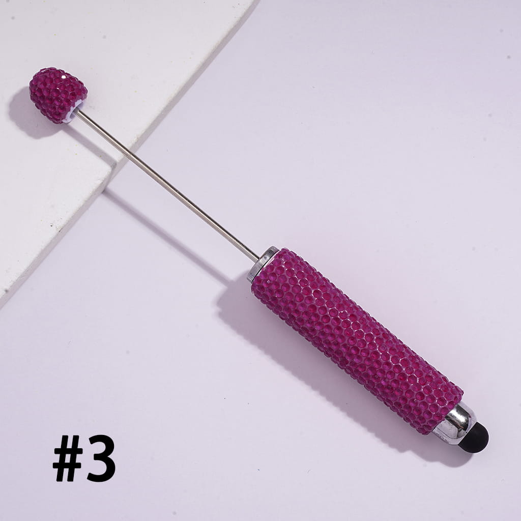DIY Beadable Clay Stylus Pens with Rhinestones Covered the Entire Pens, Touch-Sensitive Pens for Smart Devices, Fluorescent Colors