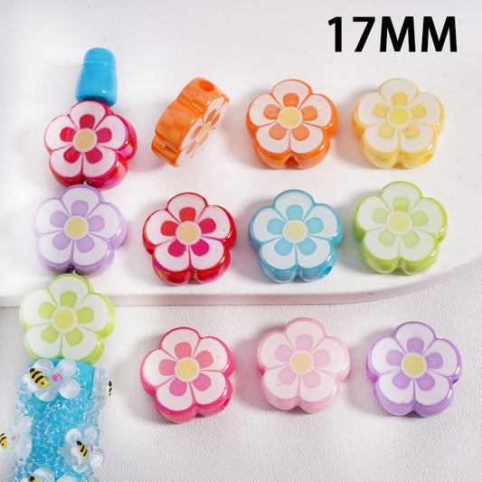 UV Coated Five Petal Flower, Solid Color Flat Back Acrylic Beads 17mm Single Color is available for 300pcs(Whole Bag) Only)