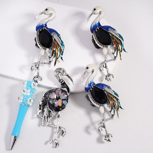 Fancy Alloy Crane Charm Beads Hearts, Butterflies, Flowers & Water Drop Accents Clay Beads