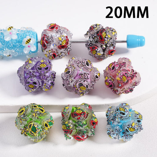 Denve Dinosaur Themed with AB Rhinestones Round Clay Beads 20mm Random Mix