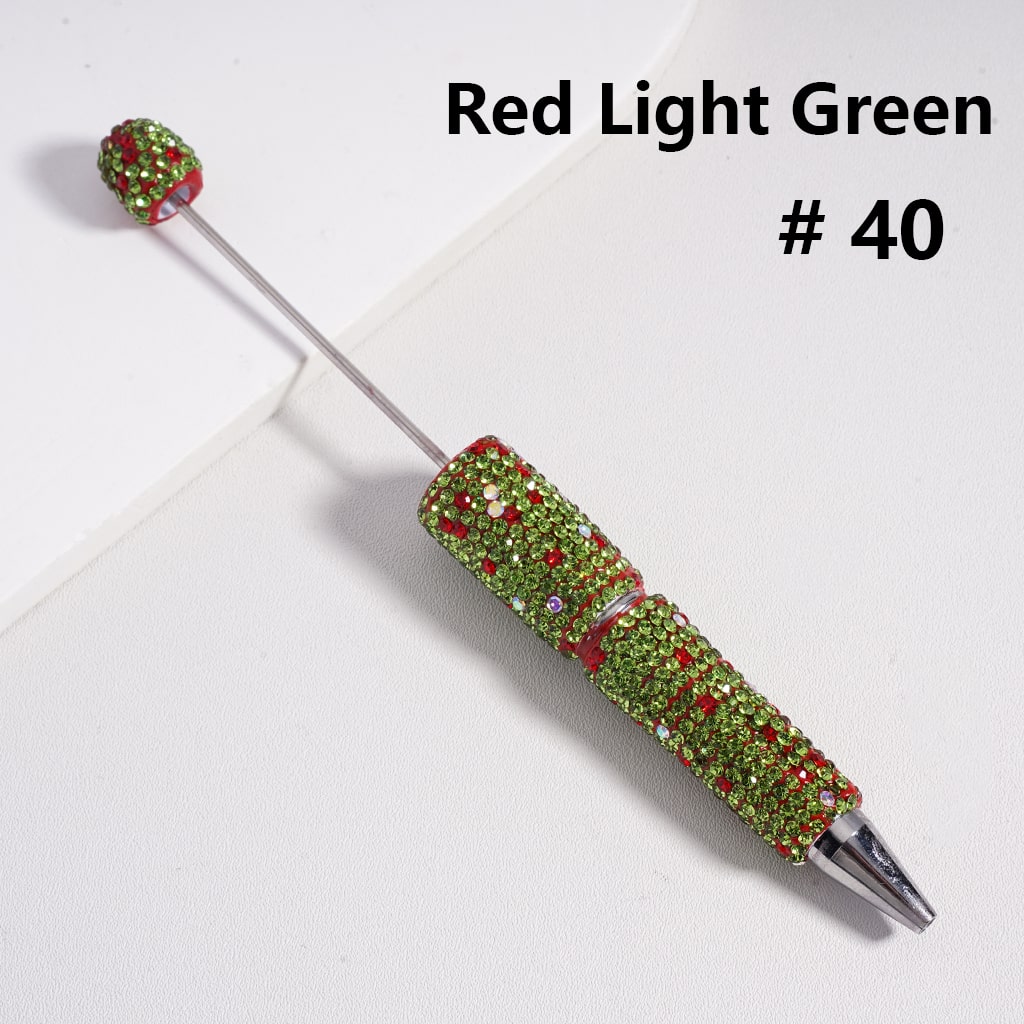 Christmas Edition Beadable Clay Pens Fully Covered with Red & Green Rhinestones