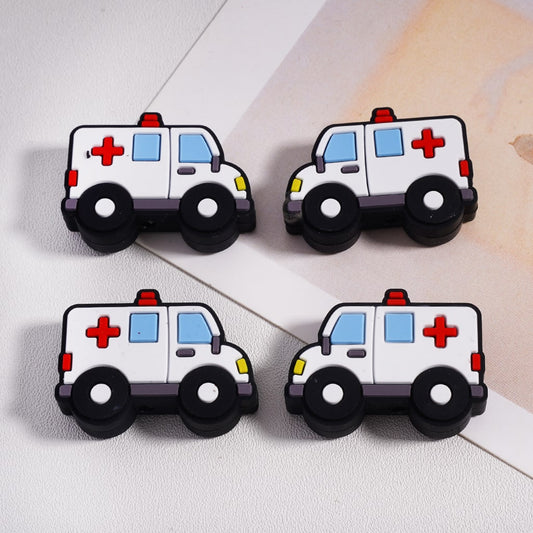 Mini Ambulance Rescue Hospital Emergency Medical Theme Charm Silicone Focal Beads