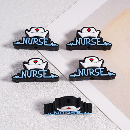 3D Nurse Hat Hospital Health Care Medical Theme Charm Silicone Focal Beads