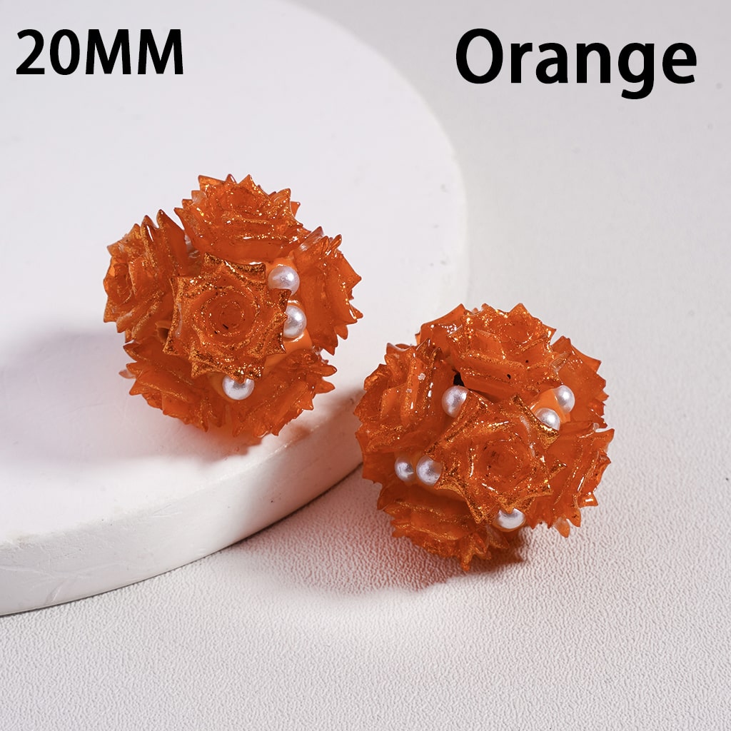 Luminous Cute Mini Rose Glitter & White Pearls Round Clay Bead 20MM Random Mix