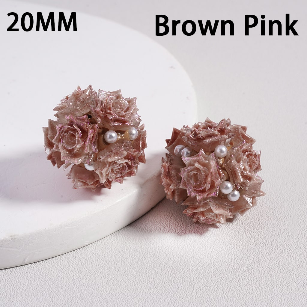 Luminous Cute Mini Rose Glitter & White Pearls Round Clay Bead 20MM Random Mix
