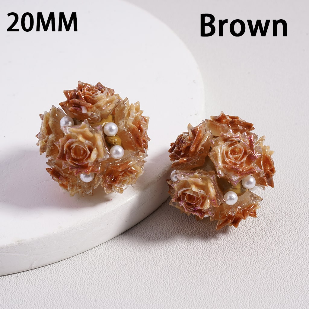 Luminous Cute Mini Rose Glitter & White Pearls Round Clay Bead 20MM Random Mix