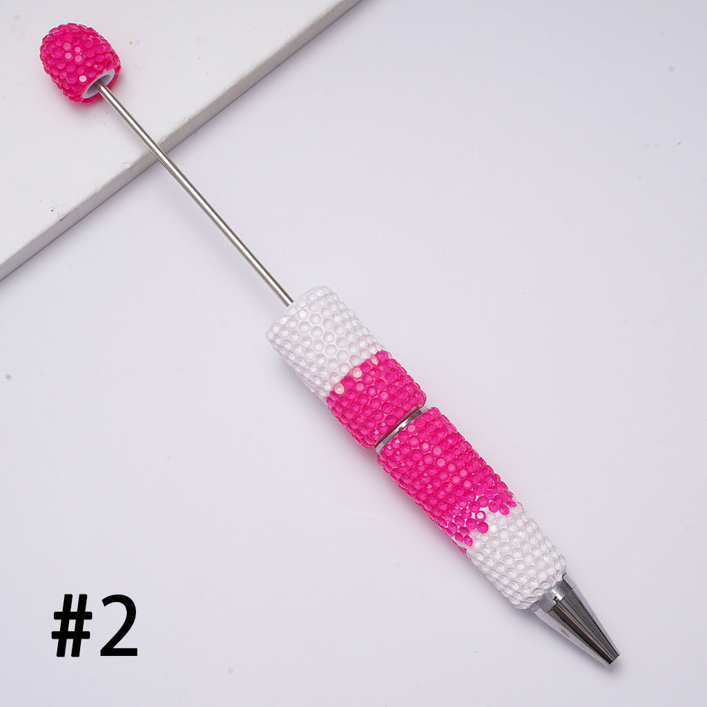 Beadable Clay Pens with Three Layers Colors Rhinestones Covered the Entire Pens, Neon Colors