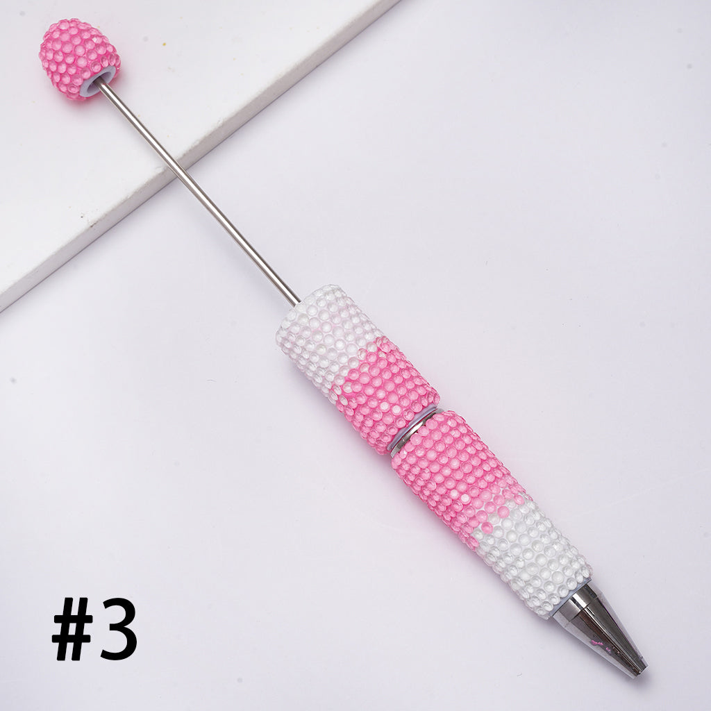 Beadable Clay Pens with Three Layers Colors Rhinestones Covered the Entire Pens, Neon Colors