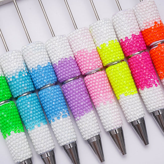 Three Layer Color Design & Full Rhinestone Coverage Neon Colors Beadable Clay Pens