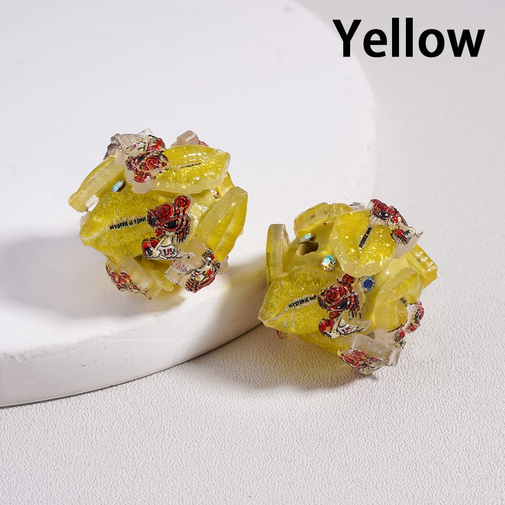 Vivid Glitter Lips with AB Rhinestones Round Clay Beads 20mm Random Mix