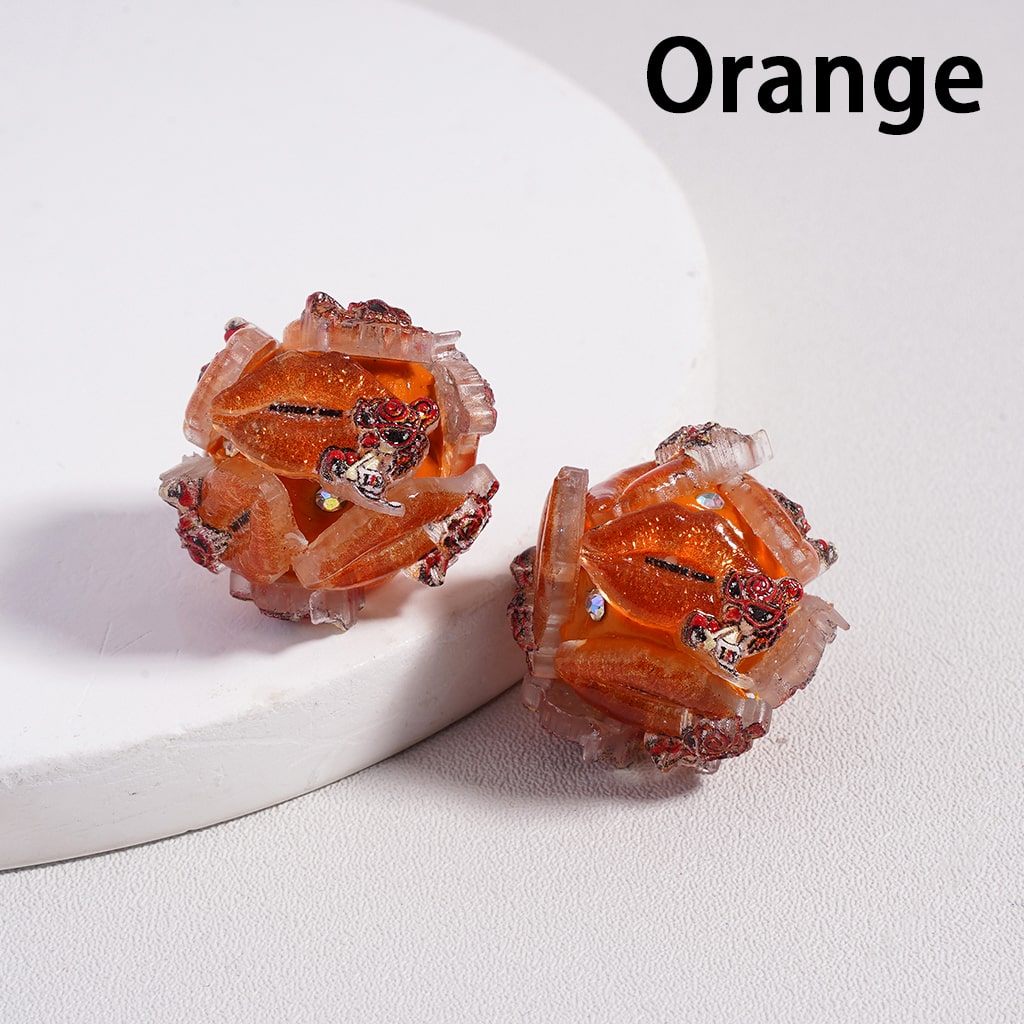 Vivid Glitter Lips with AB Rhinestones Round Clay Beads 20mm Random Mix