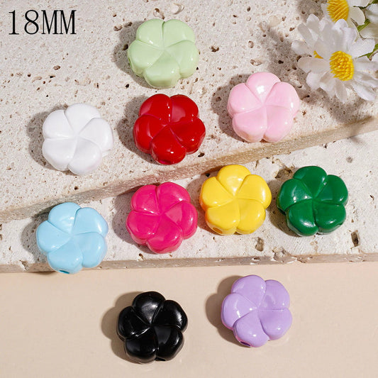 Multi-Color Five-Petaled Flower in Solid Color Acrylic Beads, 18MM Random Mix