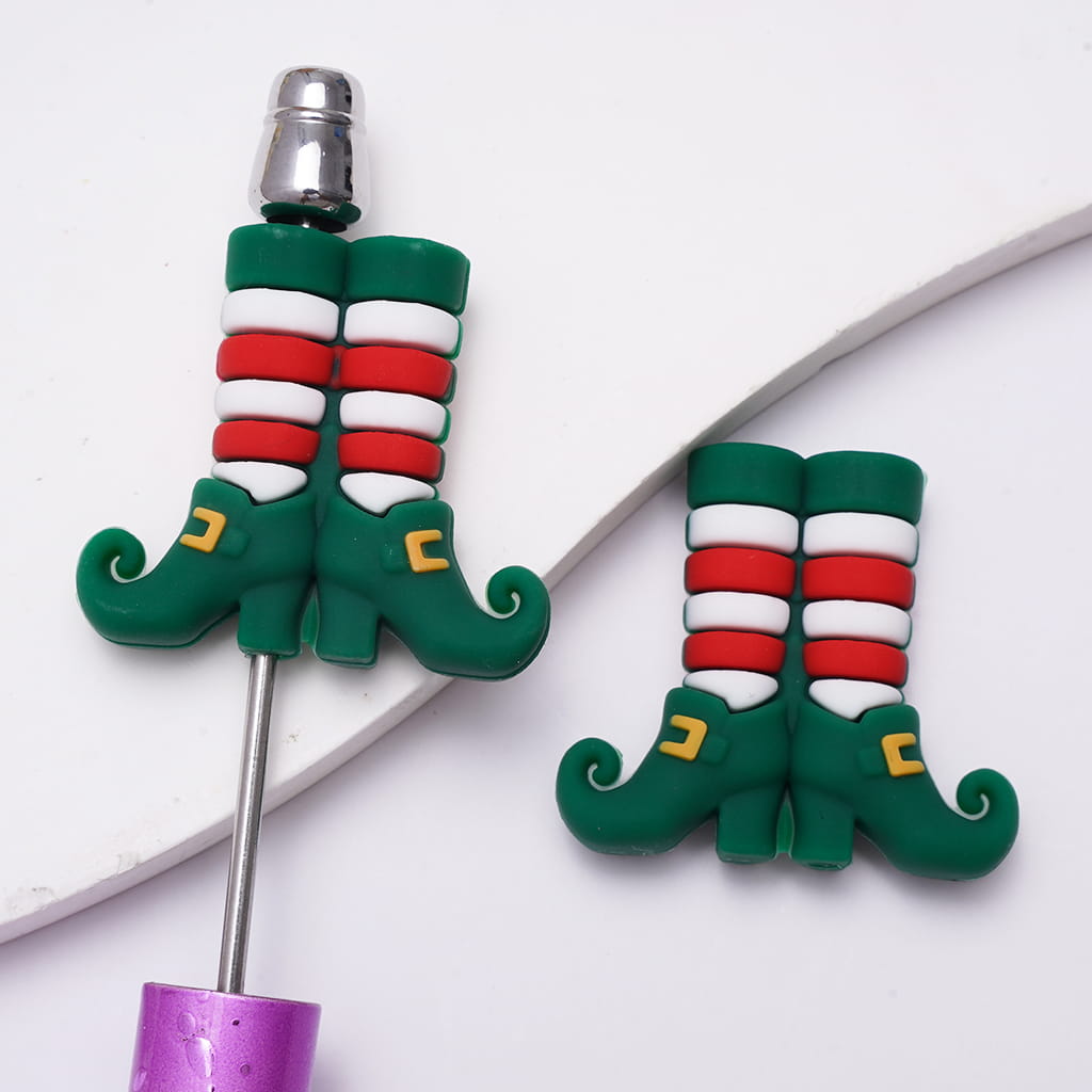 Silicone Focal Beads with Witch Boot in Saint Patrick's Day, Various Colors