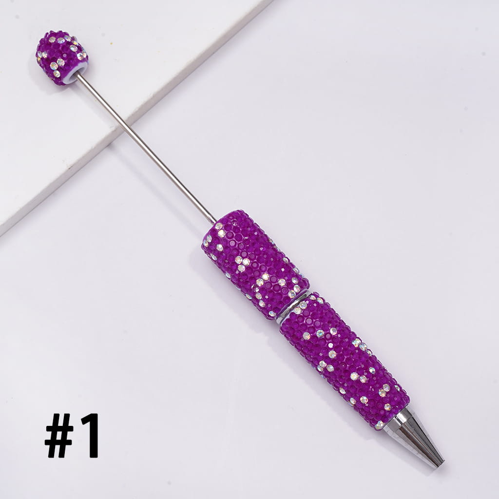 Beadable Clay Pens with Multi-Color & AB Rhinestones Covered the Entire Pens, Neon