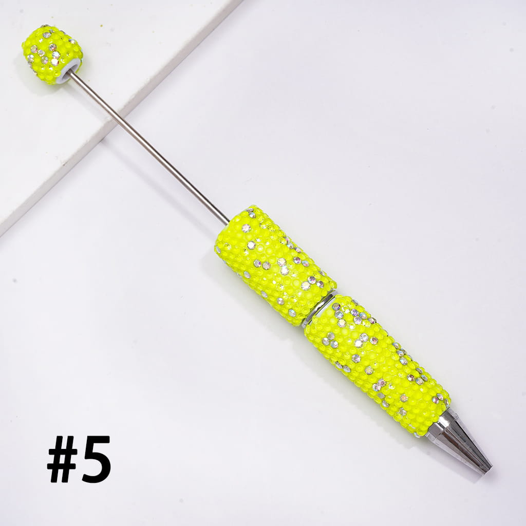 Beadable Clay Pens with Multi-Color & AB Rhinestones Covered the Entire Pens, Neon