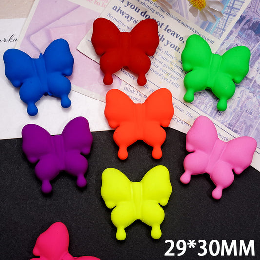 Fluorescent Butterfly Matte Rubber Touch Acrylic Beads 29*30MM, Random Mix