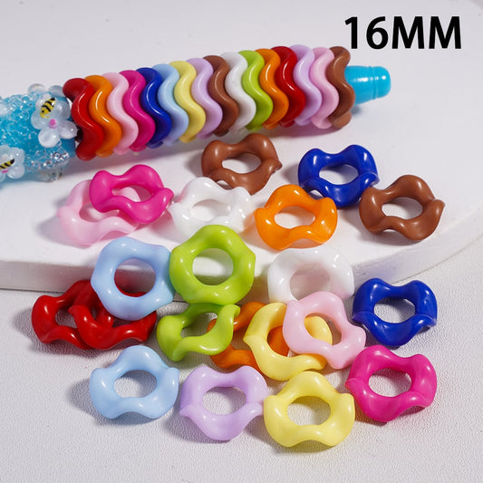 Wavy Shape Spacer Solid Color, Large Hole Acrylic Beads 16MM, Random Mix (No Additional Processes) // (Single Color is available for 1100pcs(Whole Bag) Only)