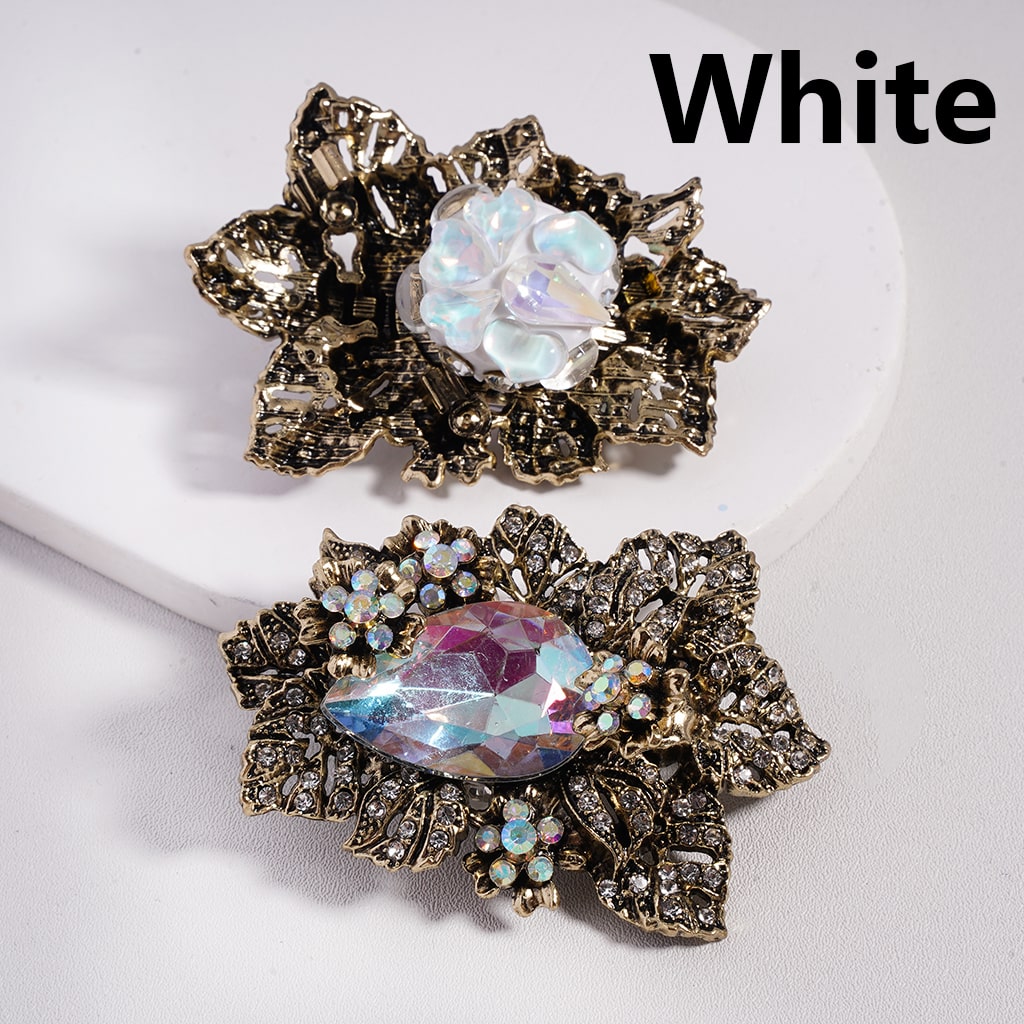 Fancy Gold Alloy Pendant Component Leaves & Flowers with Water Drop Rhinestones, Hearts, Pearls & Colorful Mini Rhinestones Clay Beads 66*49MM