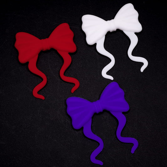 Neon Colors Soft Bowknot in Flat Shape Silicone Focal Beads Random Mix